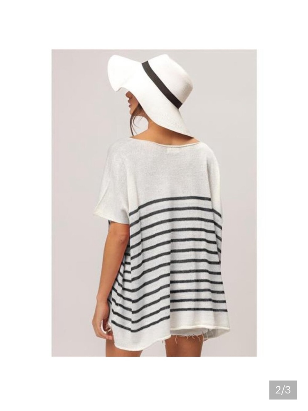 ✨NWT BiBi‎ V Neck Striped Short Sleeve Top